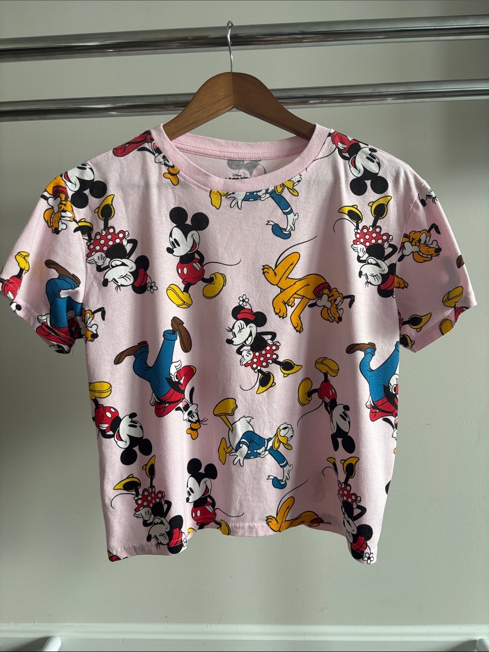 Pink Disney Character Graphic Crop Tee - Women's Short Sleeve